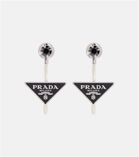 silver prada earrings|prada symbole earrings.